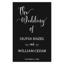 Elegant Black White Botanical Wedding Program