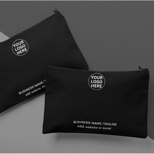 Elegant Black & White Business Logo Promotional  Accessory Pouch (Creator Uploaded)