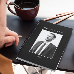 Elegant Black & White Business Man Photo Monogram Planner