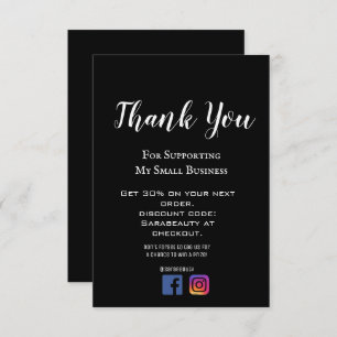 Elegant Black & White Business Order  Thank You Card