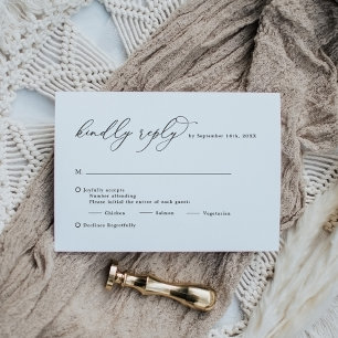 Elegant Black White Calligraphy Wedding RSVP Card