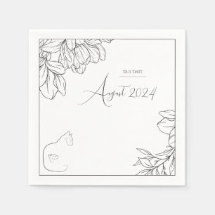 Elegant Black & White Cat Lover Baby Shower Napkin