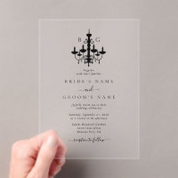 Elegant Black White Chandelier Monogram Wedding