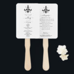 Elegant Black White Chandelier Monogram Wedding Hand Fan<br><div class="desc">A minimalist black and white chandelier monogram wedding design. A simple design that uses a hand drawn silhouette of a chandelier to create an elegant classic monogram. A charming black and white chandelier design with elegant and classy script typography. An elegant chandelier themed wedding program fan design with modern elements....</div>