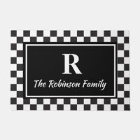 Elegant Black White Chequered Custom Monogram