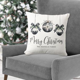 Elegant Black White Christmas Cushion