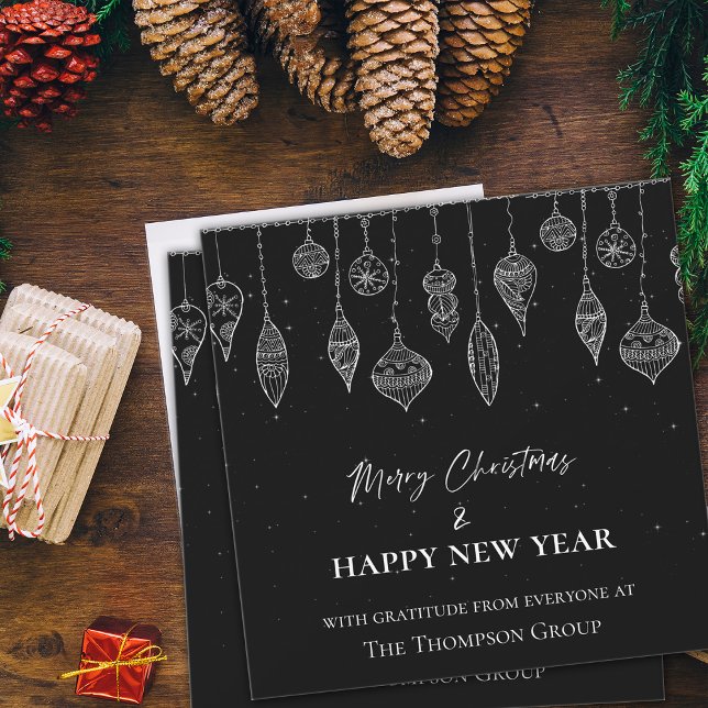 Elegant Black White Christmas New Year Corporate  Card (Elegant Black White Christmas New Year Corporate Note Card)