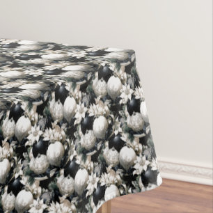 Elegant black white Christmas ornament pattern Tablecloth