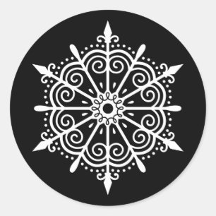 Elegant Black White Christmas Snowflake Sticker