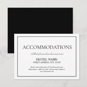 Elegant Black White Classic Script Accommodations Enclosure Card