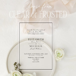 Elegant Black & White Classic Script Wedding Acrylic Invitations