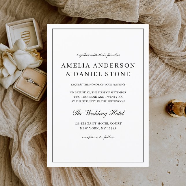 Elegant Black & White Classic Script Wedding Invitation (Creator Uploaded)