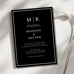 Elegant Black & White Classic  Wedding  Invitation