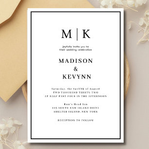 Elegant Black & White Classic  Wedding  Invitation