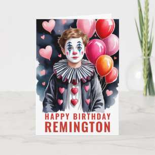 Elegant Black & White Clown Card