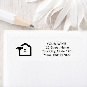 Elegant Black & White Construction Handyman Return Address Label