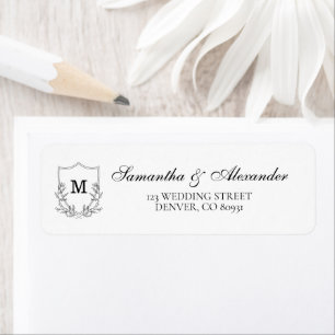 Elegant Black & White Crest Return Address Label
