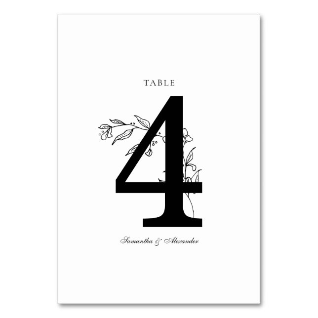 Elegant Black & White Crest Table Number (Front)