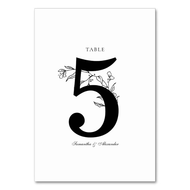 Elegant Black & White Crest Table Number (Front)