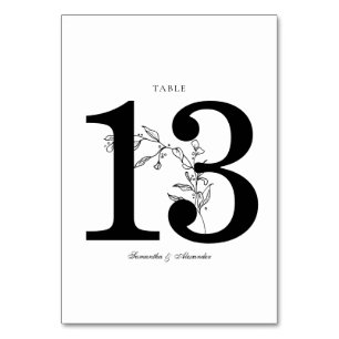 Elegant Black & White Crest Table Number