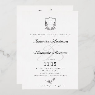 Elegant Black & White Crest with Details Wedding