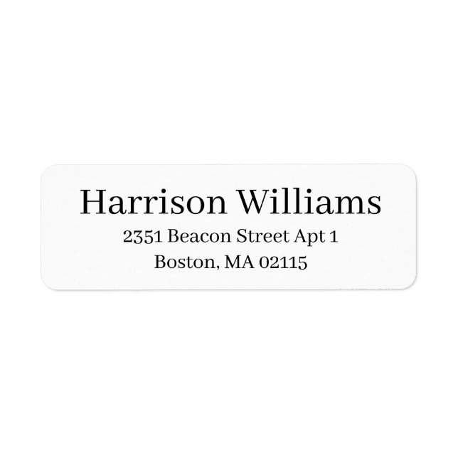 Elegant black white custom serif modern address return address label (Front)