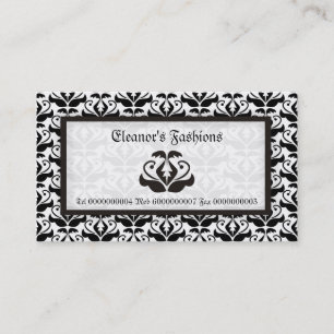 Elegant black white damask fashion business cards