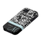 Elegant Black & White Damask Pattern with Monogram