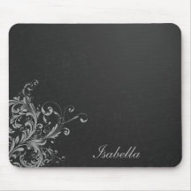 Elegant black white damask with floral