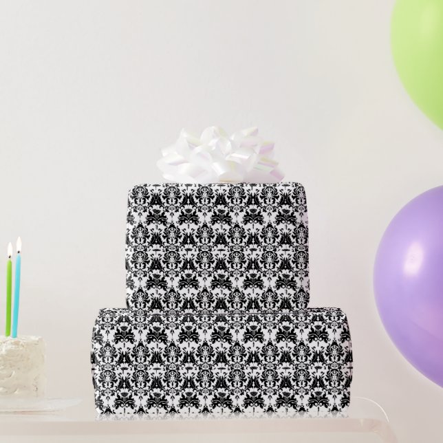 Elegant Black & White Damask Wrapping Paper (Party Gifts)