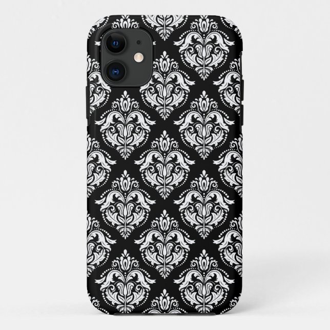 Elegant Black & White Damasks Geometric Pattern Case-Mate iPhone Case (Back)