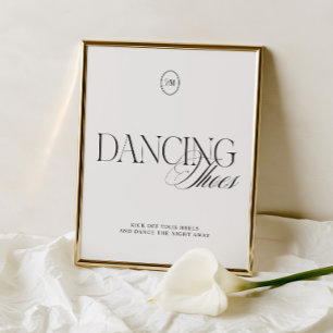 Elegant Black & White Dancing Shoes Wedding Sign