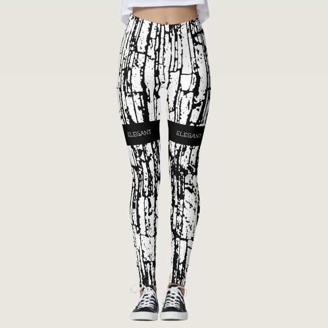 Elegant black white design leggings (Front)