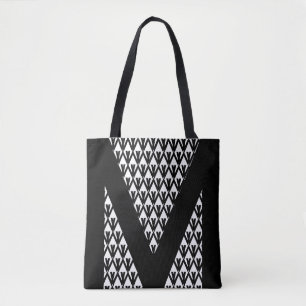 Elegant Black White Diamond Pattern Tote Bag