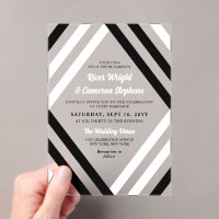 Elegant Black White Diamond Stripes Modern Wedding