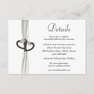 Elegant Black & White Diamond Wedding Details Enclosure Card