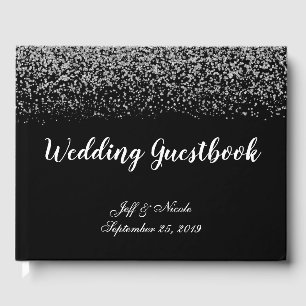 Elegant Black & White Diamond Wedding Guest Book