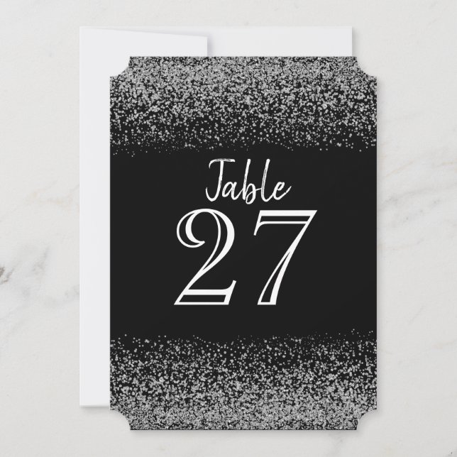 Elegant Black & White Diamond Wedding Table Card (Front)