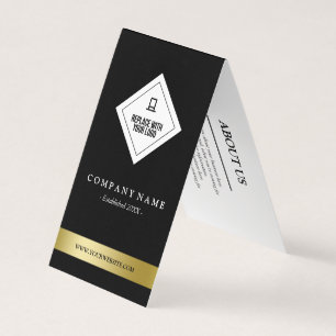 Elegant Black White & Faux Gold Your Logo Hang Tag