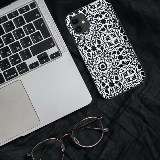 Elegant Black & White Filigree Damask  Case-Mate iPhone Case (Creator Uploaded)