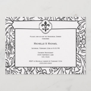 Elegant Black White Fleur de Lis Event Invitations