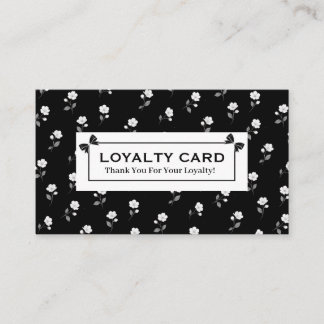 Elegant Black & White Floral Loyalty Card