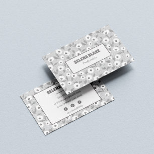 Elegant Black & White Floral , Modern & trendy Business Card