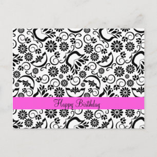 Elegant black white floral Postcard