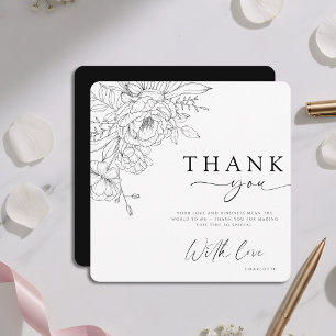 Elegant Black White Floral Thank You Card