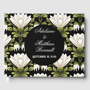 Elegant Black & White Floral Wedding: Calligraphy  Guest Book