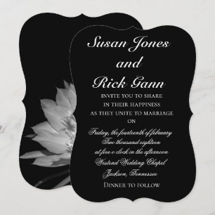 Elegant Black White Floral Wedding Invitation