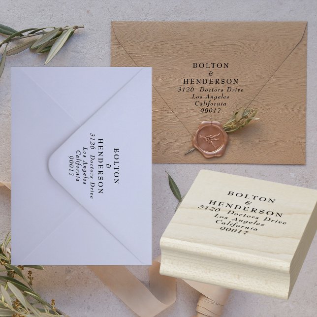 Elegant Black & White Floral Wreath Wedding Rubber Stamp (Creator Uploaded)