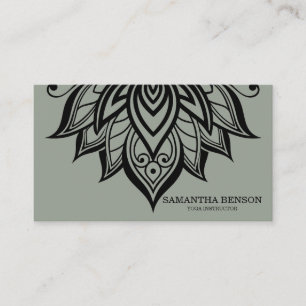 Elegant Black & white Flower Logo Yoga Business Card