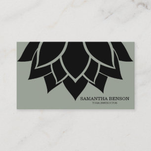 Elegant Black & white Flower Logo Yoga Business Card